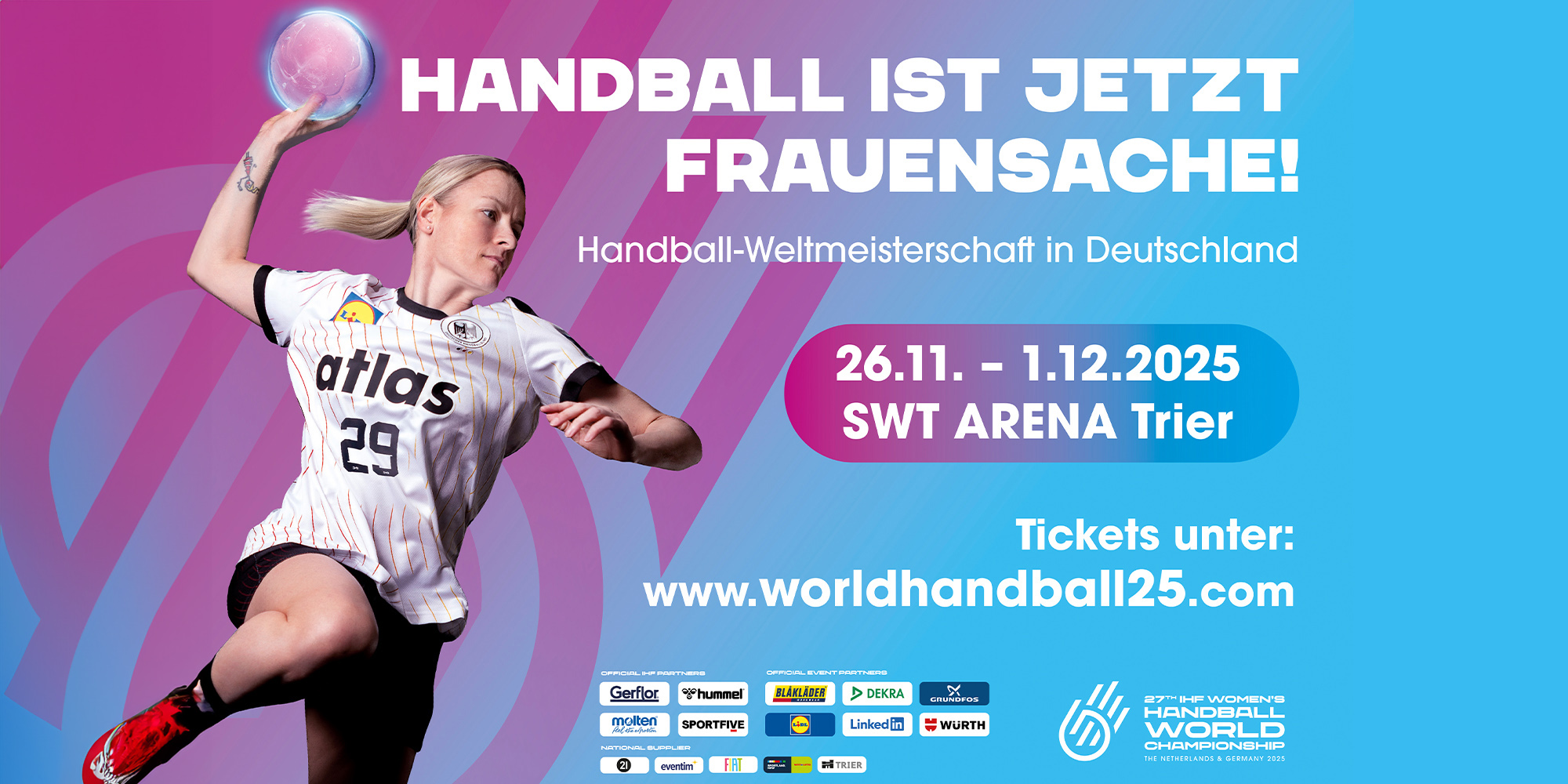 Dieses Bild zeigt Werbung für die Handball-WM in Trier